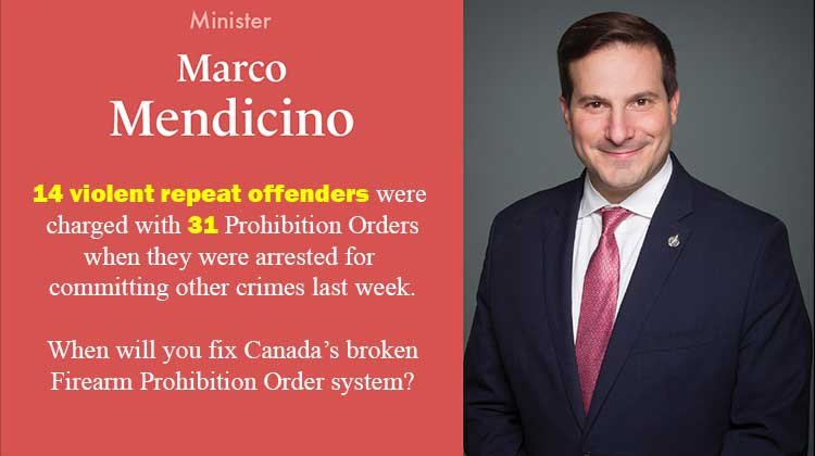 Marco Mendicino, In the past week, 14 repeat offenders arrested for other crimes were also charged with 31 counts of breaching Firearm Prohibition Orders.
